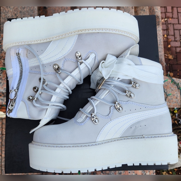 Puma Shoes - PUMA x FENty Rihanna LaceUp Combat Boots - White
